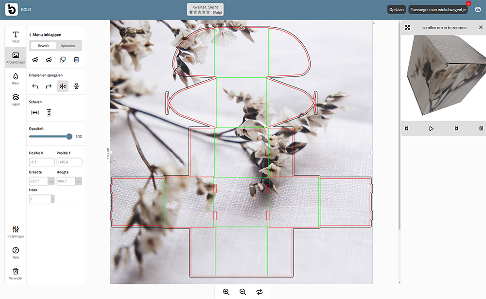 3D editor voor maatwerk bedrukte verpakkingen